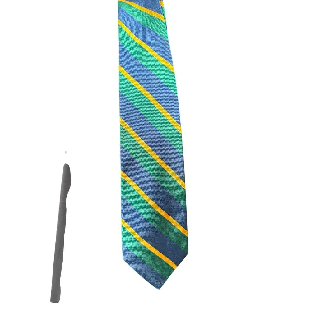 Pair Vintage GAP 100% Silk Made in USA prep school striped ties Navy Blue Green